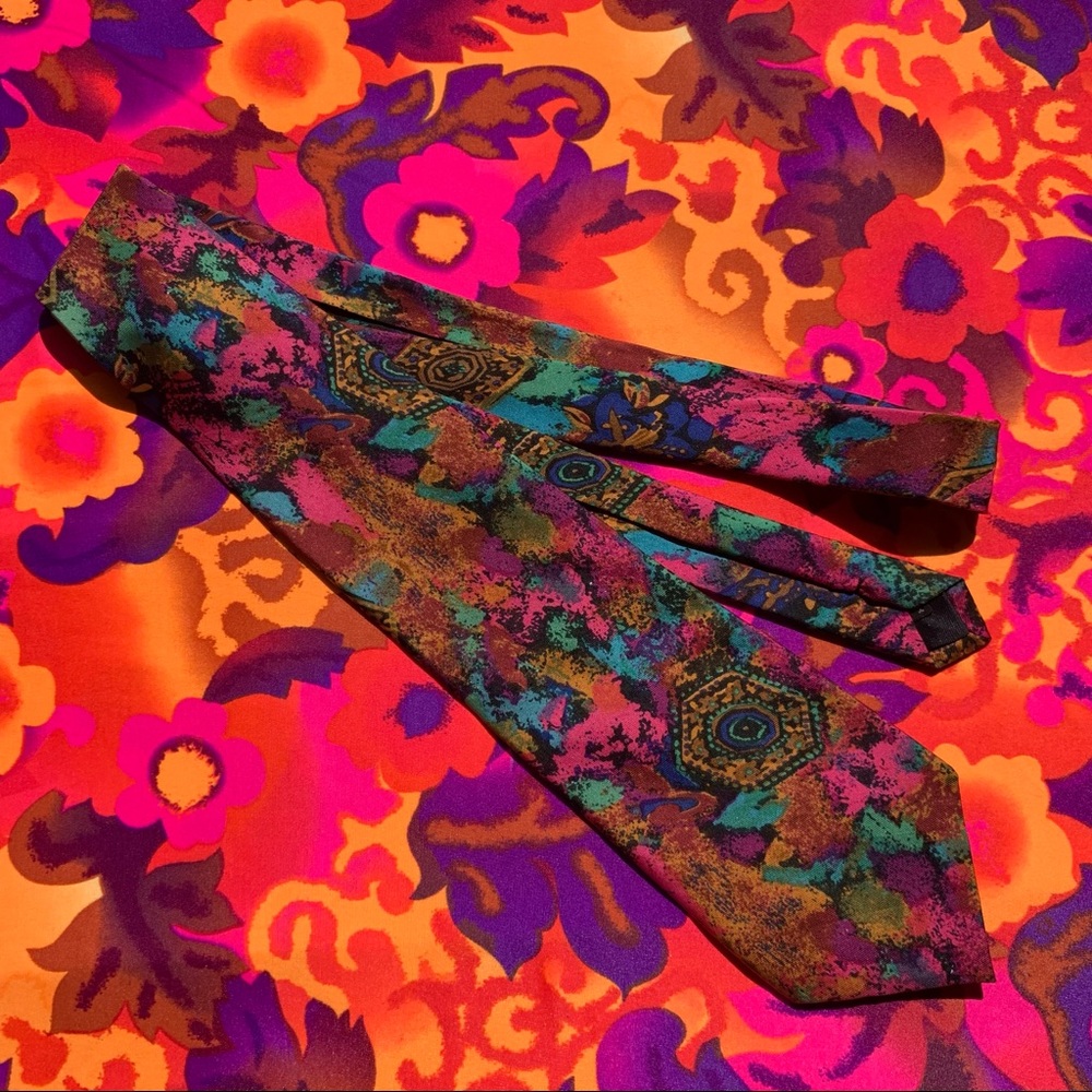 80s Bugle Boy Wild Colorful Silk Tie